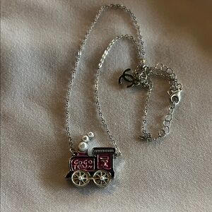 Gogo Train silver  Necklace with pink pearl black Train Pendant